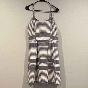 Old Navy Blue/Gray and White Striped Mini Sundress w/ Spaghetti Strap Size Large